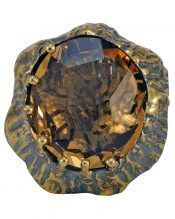 Anillo Texturas con un cristal Swarovski dorado de plata de primera ley bañada en oro amarillo