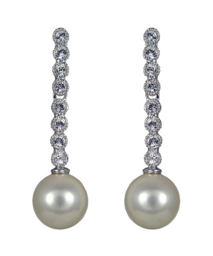 Pendientes finos de plata con perlas y cristales Swarovski