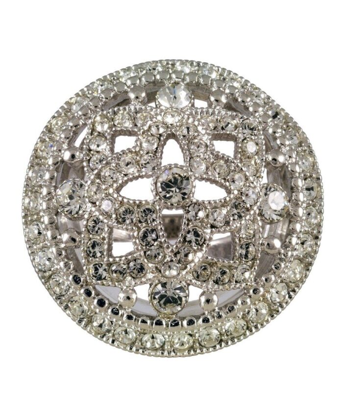 Sortija Estilo de plata rodinada con cristales Swarovski en tonos blancos