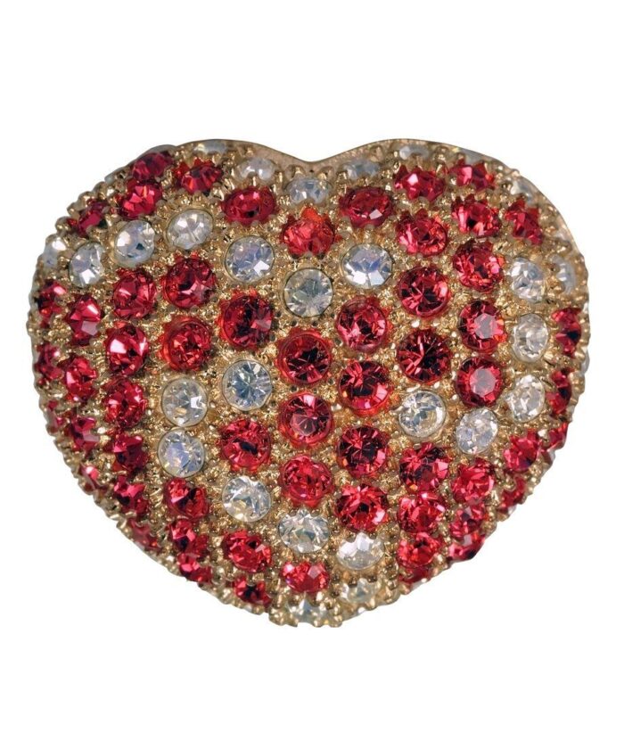 Anillo Corazón con cristales Swarovski en tonos rojos de plata bañada en rodio de la colección exclusiva de Máximo Betro.