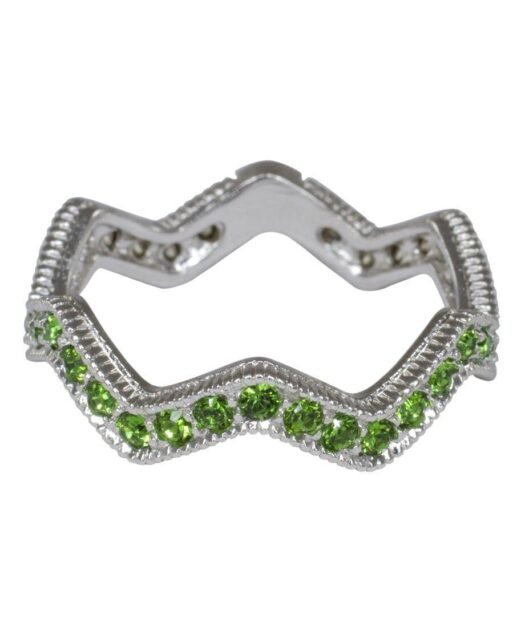 Anillo retorcido verde de plata rodinada con cristales Swarovski