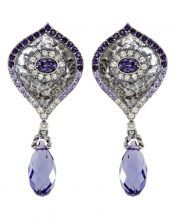 Pendientes etruscos de plata con lágrima Swarovski de color violeta