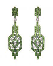 Pendientes vintage verdes de plata de ley con cristales Swarovski