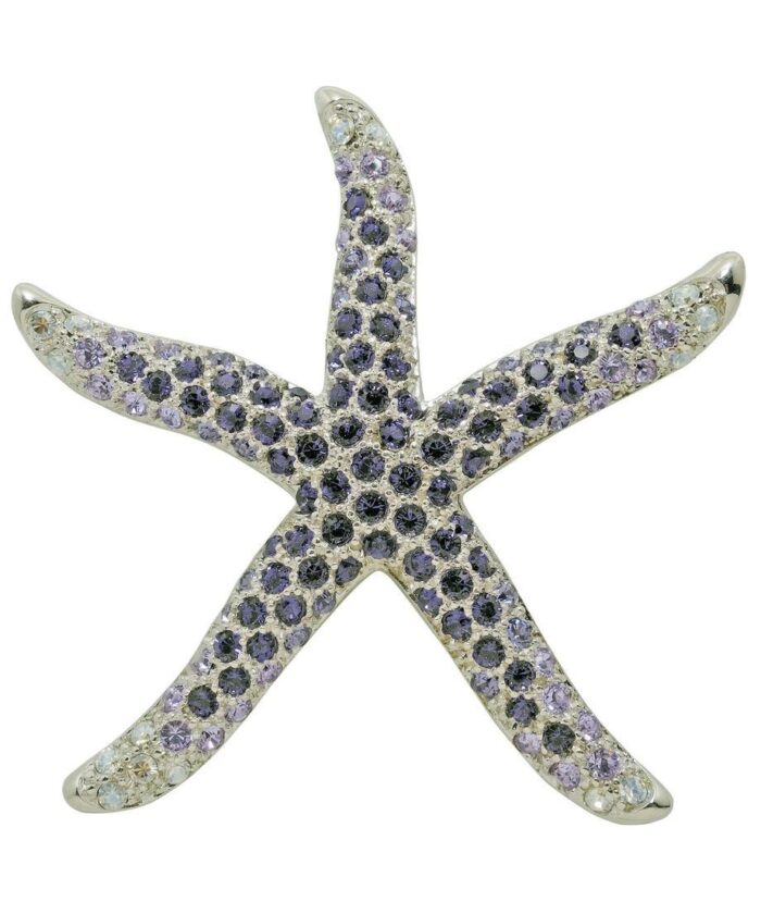 Broche Estrella de Mar de plata bañada en rodio y cristales de Swarovski en diversos tonos