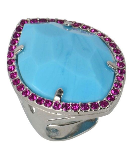 Anillo Alegría con cristales Swarovski en tonos azules y violetas de plata de primera ley bañada en rodio de Máximo Betro