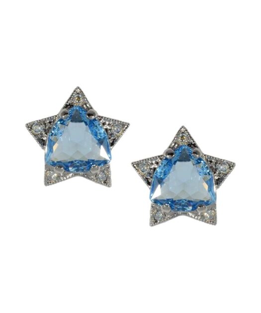 Pendientes estrella azul con Swarovski Elements de plata 925 milésimas
