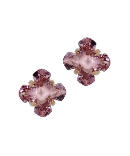 Pendientes pequeños fetiches de color malva con un swarovski element