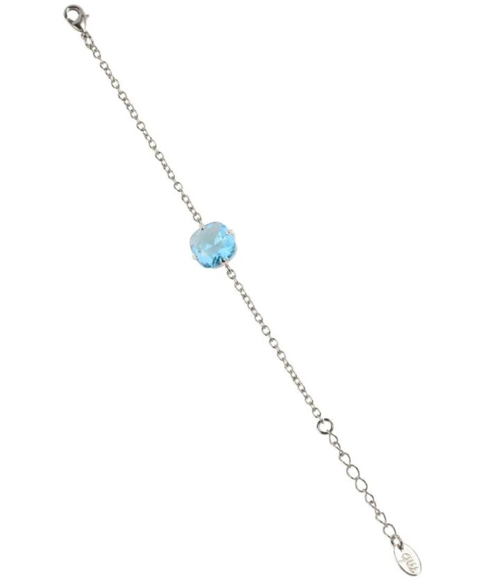 Pulsera de cadena azul con un cristal Swarovski fabricada en plata