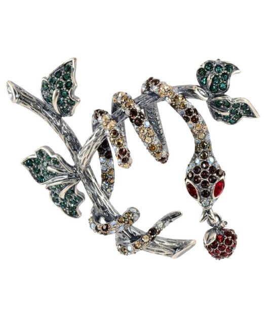 Broche Serpiente de plata y cristales de Swarovski en diversos tonos de la colección exclusiva de Máximo Betro. Joyería Turón, tienda online.