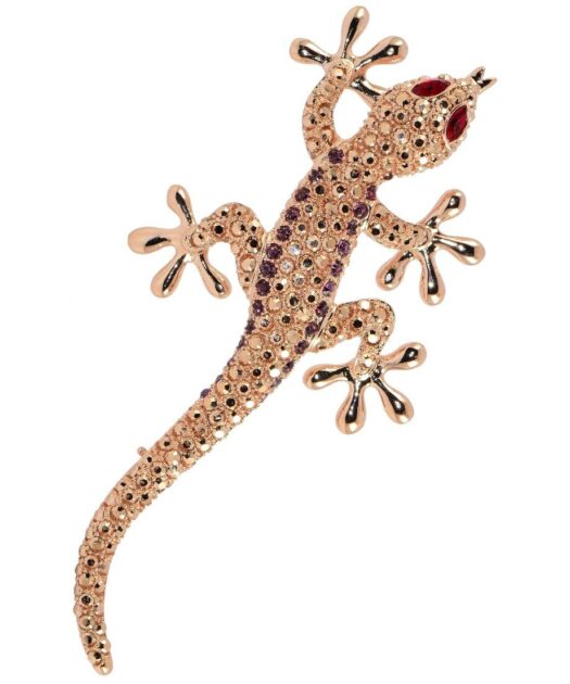 Broche Salamandra de plata y cristales de Swarovski bañada en oro rosa de la colección exclusiva de Máximo Betro. Joyería Turón, tienda online.