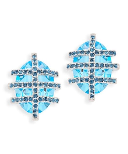 Pendientes azul agua de plata bañada en rodio con cristales Swarovski
