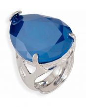 Anillo cristal Swarovski azul de plata de ley rodinada