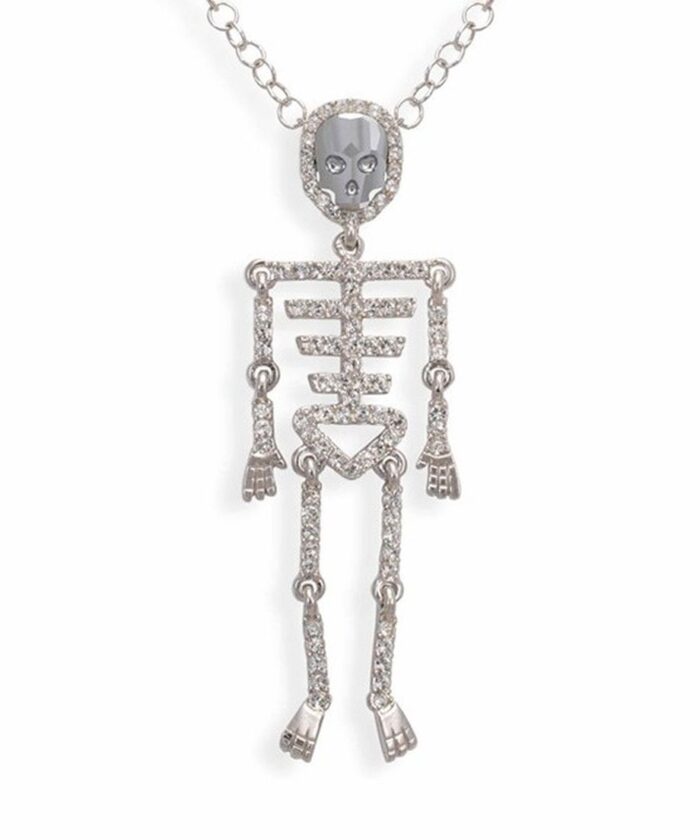 Colgante esqueleto de plata con cristales Swarovski y baño de rodio