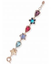 Pulsera en oro rosa con estrellas de cristal Swarovski con una base de plata de primera ley y cierre marinero